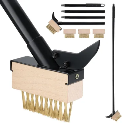 Produktbild von Unkrautbürste mit langem Stiel (145 cm), Unkrautentferner mit V-förmiger Drahtbürste und Blatschaber