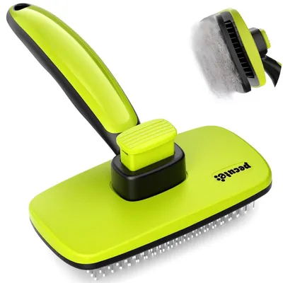 Obrázek produktu pro Štětec na čištění srsti pro psy a kočky, samoočistící, velký, zelený