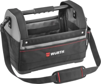 Produktbild von Würth Werkzeugtasche offen mit Kunststoffboden und Schultergurt 360x440x250 mm