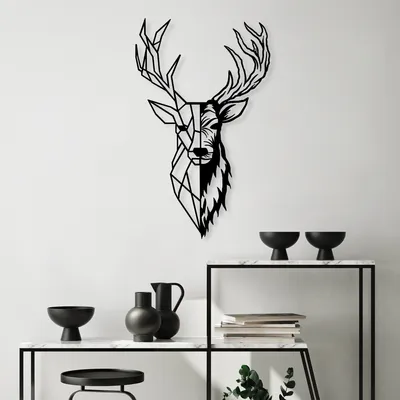 Image de Wallity, Red Deer 2, décoration murale, noir, métal, 42 x 70 cm