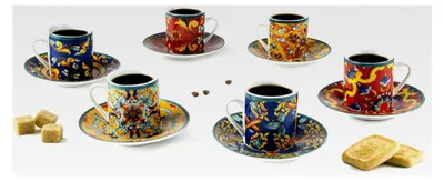 Produktbild von Porzellan-Set mit 6 Kaffeetassen und Untertassen Trinacria, Mehrfarbig