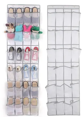 Zdjęcie produktu dla Omgoods - Wiszący organizer na buty z 24 przegródkami, idealny do zawieszenia na drzwiach