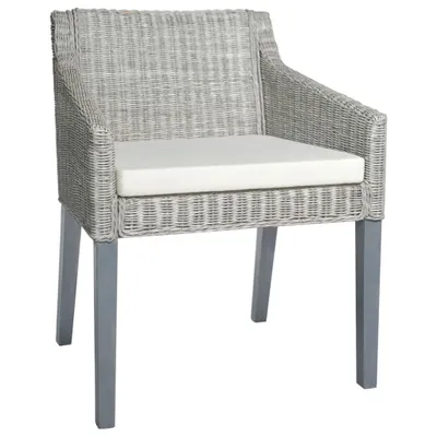 Immagine prodotto di vidaXL Sedie da pranzo con cuscino 2 pz. Rattan naturale grigio
