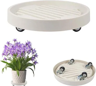 Obrázok produktu pre Stojan na rastliny 22 cm s nosnosťou 75 kg Stojan na rastliny so 4 kolieskami Stojan na kvety - plastová pomôcka na prepravu rastlín - stojan pre domácnosť, záhradu, kanceláriu - na vnútorné aj vonkajšie použitie (zelený)