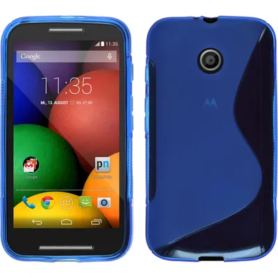Produktbild von PhoneNatic Case kompatibel mit Motorola Moto E - blau Silikon Hülle S-Style + 2 Schutzfolien
