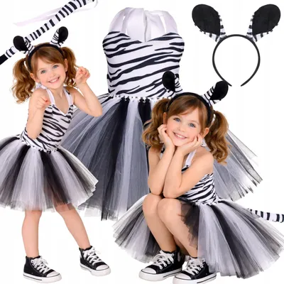 Produktbild von Hopki Zebra Kostüm Tutu Kleid Mädchen Karneval 110-116