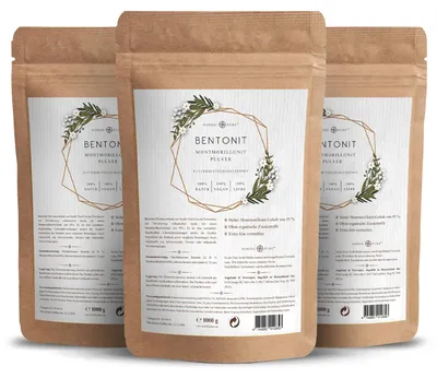 Produktbild von Nordic Pure Bentonit Pulver – 95 % Montmorillonit, nano-frei 3x500 g