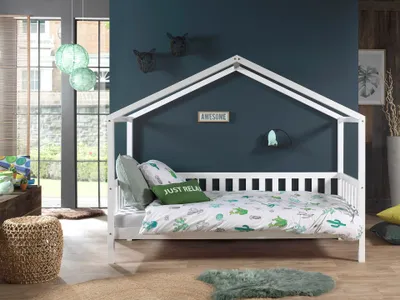 Produktbild von Dallas 1 Hausbett mit seitlicher Umrandung 90 x 200 cm Liegefläche, Weiß