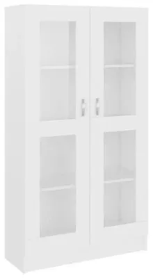 Image de Vitrine - Armoire de rangement - Bois - 82,5 x 30,5 x 150 cm - Espace de rangement polyvalent - Blanc