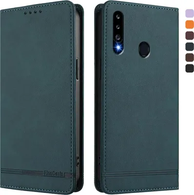 Produktbild von Hülle für Samsung Galaxy A20S, Retro Kunstleder Ständer Klapphülle mit Kartenfächer und Magnetische Grün