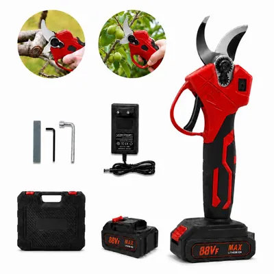 Produktbild von Akku-Gartenschere, elektrische Gartenschere, Schnittdurchmesser 0-30 mm, fortschrittliche Digitalanzeige, mit 2 Akku, 21-V-Gartenschere, Baumschere