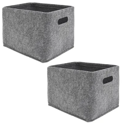 Imagen del producto de Cesta de almacenamiento para el baño, segunda unidad, de fieltro, color gris, 32x26x23 cm