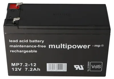 Produktbild von Multipower MP7.2-12 PB Akku 12 Volt 7,2Ah 4,8mm Steckkontakte, mit VDS Zulassung