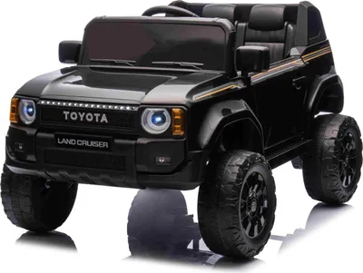 Produktbild von Elektrisches Kinderauto Toyota Landcruiser 12V, schwarz, breiter Einzelsitz, 2,4 GHz Fernbedienung, USB-/AUX-Eingang, Bluetooth, Federung, Lithiumbatterie, LED-Lichter, 2 x 25W Motor, ORIGINAL-Lizenz