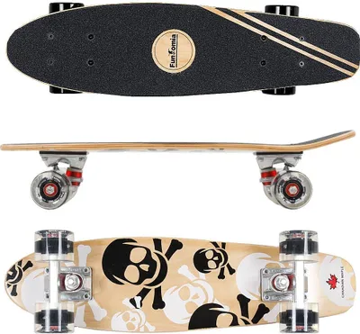 Produktbild von Design weiß Totenkopf mit LED-Rollen FunTomia® Holz Mini-Board - 2066