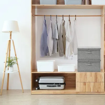 Obrázok produktu pre Nábytkové úložné boxy 2 ks látkové 50x30x25 cm sivé - Úložné boxy 332915