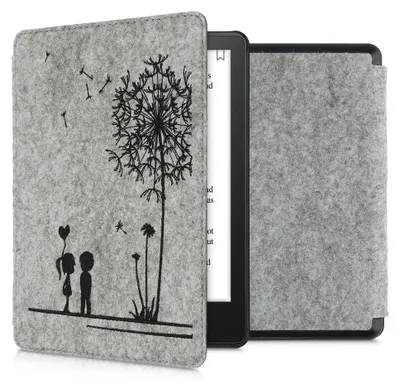 Produktbild von kwmobile Hülle kompatibel mit Amazon Kindle Paperwhite 11. Generation 2021 - Filz Stoff eReader Schutzhülle Cover Case - Pusteblume Love Schwarz