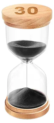 Produktbild von Sanduhr - 30 Minuten Timer - Dekoration für Schreibtisch Wohnzimmer Büro und Schlafzimmer - Holz mit schwarzem Sand