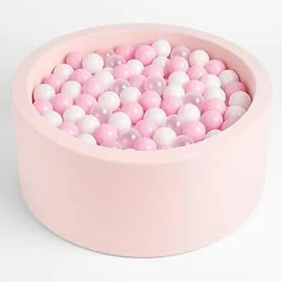 Produktbild von Angelove Bällebad 90 × 30 cm mit 200 Bällen - Rundes Bällchenbad aus Schaumstoff, Abnehmbarer Bezug, Coton, Hellrosa