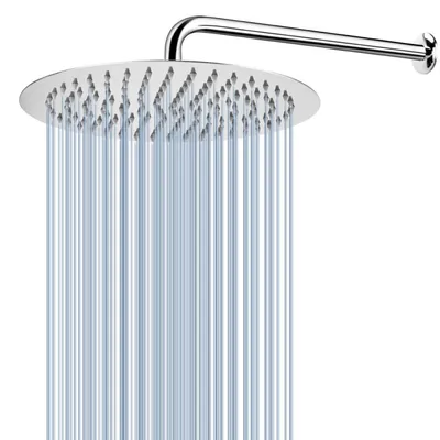 Zdjęcie produktu dla Głowica prysznicowa z regulowanym ramieniem, stal nierdzewna, okrągła, średnica 25 cm, długość ramienia prysznicowego 38 cm, wysoki przepływ wody