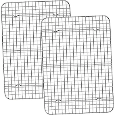 Productafbeelding van Koelroosters, set van 2, roestvrij staal, rechthoekig, 39x28.5x2 cm, geschikt voor bakken, koelen, braden en grillen, vaatwasmachinebestendig