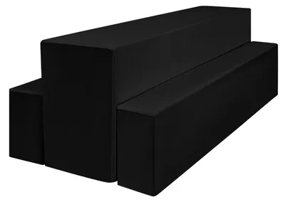 Zdjęcie produktu dla Zestaw 3 pokrowców na siedziska ławki i pokrowca na stolik, wymiary 220 x 50 x 80 cm, obicie stołu przeznaczone do użytku na zewnątrz (czarne)