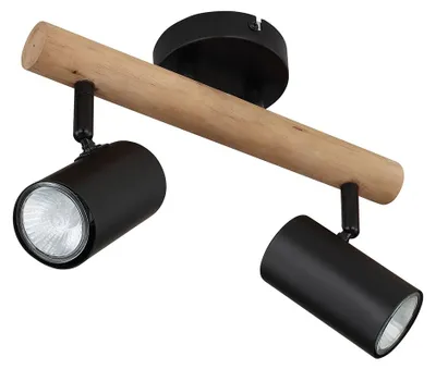 Produktbild von Deckenleuchte, Metall, Holz, schwatz, 2-Flammig, L 30 cm