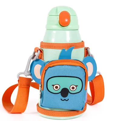 Immagine prodotto di MILK&MOO Jungle Friends borraccia per bambini in acciaio inox 550 ml – Antiperdita, senza BPA, con borsa – Ideale per scuola, viaggi e attività all’ap