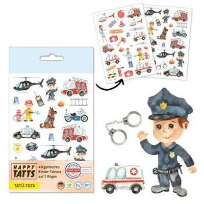 Produktbild von HAPPY TATTS, Kinder-Tattoos, 'Tatü-Tata' (48 Stk.)