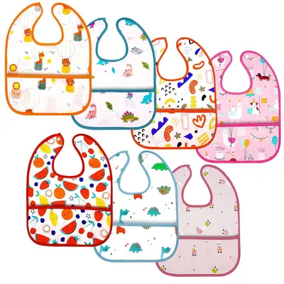 Produktbild von Baby Lätzchen 7 Stück, wasserdicht, großes Krümelauffangfach, für Kleinkinder und Babys