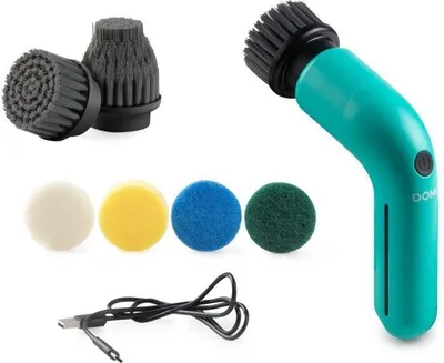 Produktbild von Kabellose Rotierende Reinigungsbürste DOMO DO248SB, 3,7 V, 60 Min., 2 Geschwindigkeiten, Blau, Mit 6 Zubehörteilen