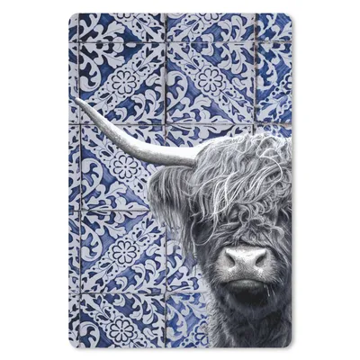 Produktbild von MuchoWow® Mauspad Mousepad Delfter Blau - Schottischer Highlander - Schwarz - Weiß 18x27 cm - Mousepads - Maus Mat - Pad - Mausunterlage