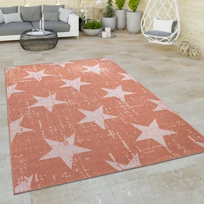 Produktbild von In- & Outdoor Teppich Balkon Terrasse Küchenteppich Vintage Sterne Muster Modern Grösse 200x280 cm