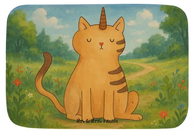 Produktbild von Mr. & Mrs. Panda Badteppich Einhorn Katze Design - Weiß - Geschenk, duschmatte, Unicorn, Duschvorleger, Badezimmerteppich, Badläufer, Badvorleger, Regenbogen, Glitzer
