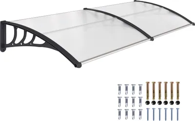 Obrázek produktu pro Outsunny Baldachýn na stůl Baldachýn na vchodové dveře 75x195x23 cm Baldachýn 5mm Polykarbonát Ochrana proti slunci Ochrana proti dešti pro venkovní Alu Transparentní