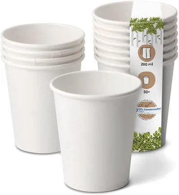 Zdjęcie produktu dla BIOZOYG Jednorazowy kubek do picia 200 ml 8 cm biały 50 szt
