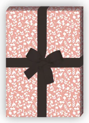 Produktbild von Elegantes klein gemustertes Geschenkpapier mit Blätter Ranken, rosa - G8478, 32 x 48cm
