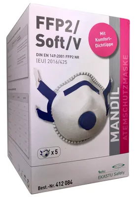 Produktbild von 5 x Feinstaubmaske MANDIL FFP2 Staubmaske Atemschutzmaske Mundschutz mit Ventil