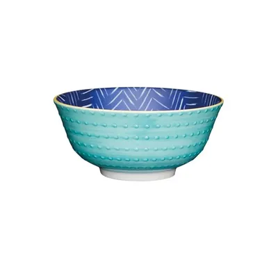 Produktbild von Kitchencraft Keramikschüssel Mit Chevron-und Punktmuster Blau Blau One Size