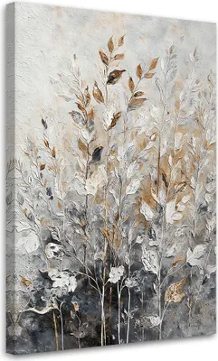 Produktbild von Leinwandbild Pflanzen Botanische Abstraktion Gold 40x60 Feeby Silber bild für die wand bereit zum aufhängen