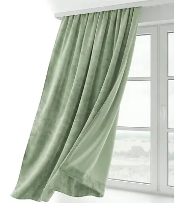Immagine prodotto di Tenda in velluto Beautex, con nastro per drappeggi, banda inferiore, tenda velluto oscurante, 140x245 cm, verde chiaro