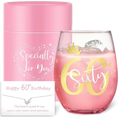 Productafbeelding van Wijnglas voor 60e verjaardag, damesmodel, 480 ml, met gravure "60". Cadeau-idee
