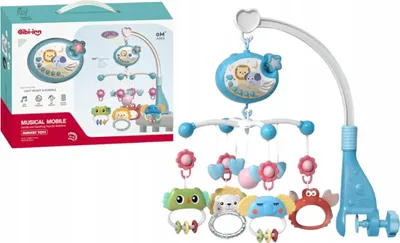 Produktbild von Blaues Kinderbett-Mobile mit Musikprojektor, Fernbedienung, Spieluhr