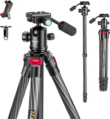 Obrázok produktu pre Statív z uhlíkových vlákien – cestovný statív – fotografický statív – videostatív – monopod – otočná hlava o 360°