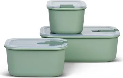 Produktbild von Mepal – Frischhaltedosen set 3-teilig EasyClip – Schüssel mit Deckel & Klickverschluss – Geeignet für Mikrowelle, Dampfgarer, Kühl- und Gefrierschrank – 2 x 450 ml + 1000 ml – Nordic sage