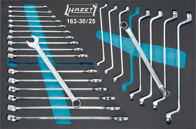 Produktbild von HAZET Ring-Maulschlüssel- / Doppel-Ringschlüssel-Satz 163-30/25 Außen-Doppel-Sechskant Profil, Außen-Doppel-Sechskant-Tractionsprofil Anzahl Werkzeuge: 25