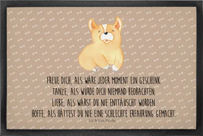 Produktbild von Mr. & Mrs. Panda Gummimatte Corgie 40 x 60 cm - Hundeglück - Geschenk, Fußabstreifer, Lebensfroh, Lebensfreude, Haustürmatte, Schmutzfangmatte, Corgi, Hund, fußmatte