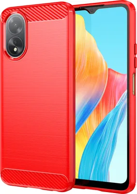 Produktbild von Hülle für Oppo A38 Carbon-Faser Weich TPU Silikon Stoßfest Handyhülle Rot
