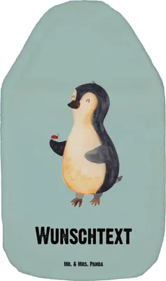 Produktbild von Mr. & Mrs. Panda Personalisierte Wärmflasche Pinguin Marienkäfer - Eisblau - Personalisierte Geschenke, Wärmekissen mit Namen, Personalisierte Kinderwärmflasche, Glück