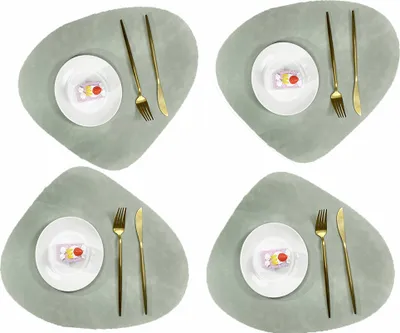 Produktbild von Tischsets Leder und Untersetzer, Platzsets Abwaschbar Rund Doppelseitig Anti-Rutsch Taschenleder Lederspitze Tischset
